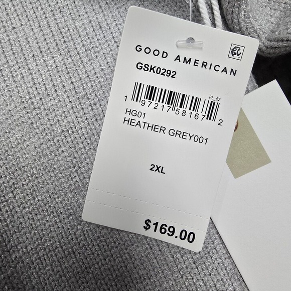 Good American Sweater Womens 2XL Gray Pullover Long Sleeve Stretch Minimalist - Picture 4 of 11